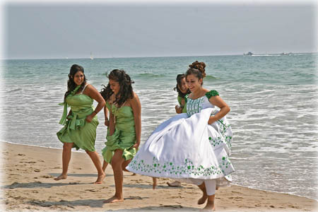 Quinceanera girls on beach